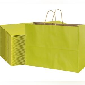 Set of 20 Paper Kraft Gift Shopping Bags with Handles 16x6x12” Avocado Green NEW